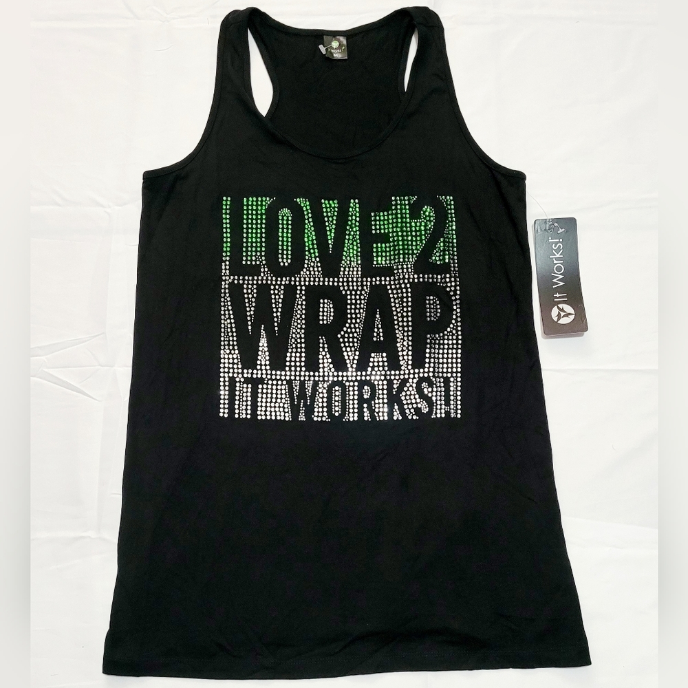 It works! racerback black tank top Medium workout, gym, exercise NWT